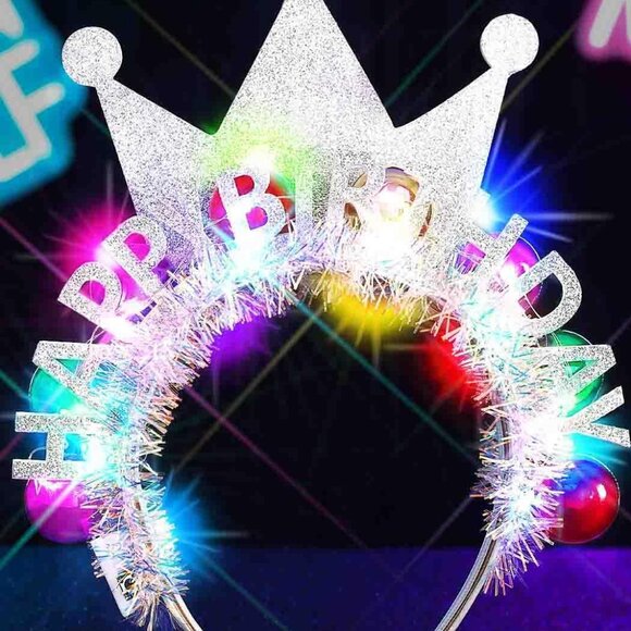 Birthday Glow Headband LED Light Up Party Hair Accessory Women - Picture 2 of 6